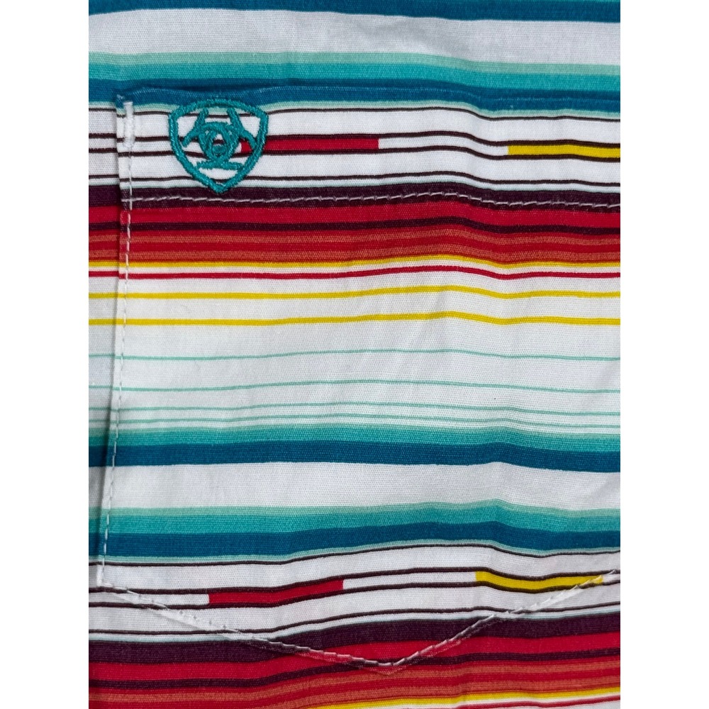 Ariat Real Womens Kirby Stretch Western Shirt Aztec Multi Stripe Fitted  L/S - Picture 4 of 12